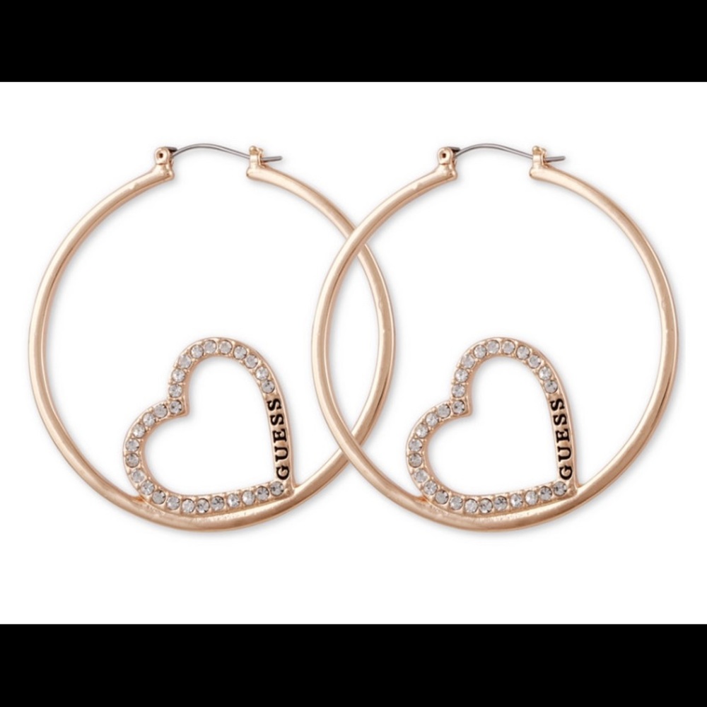 Medium Pave Heart Logo Hoop Earrings